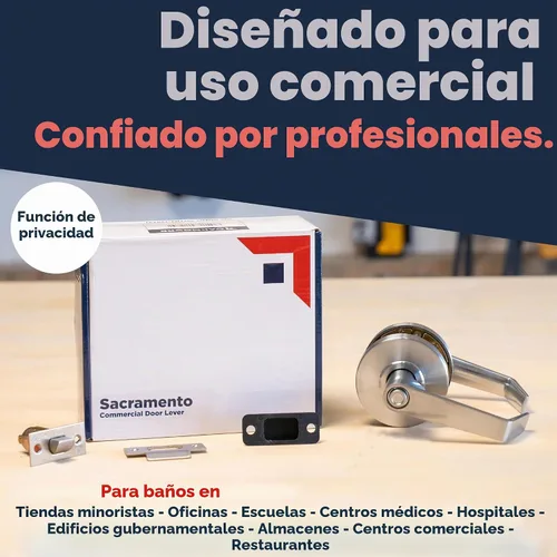 Vista 4 de Manija de puerta de baño comercial con cerradura Cerraduras de puerta comerciales de privacidad Palanca de manija de puerta de baño de grado 2