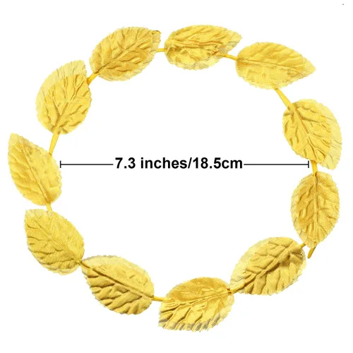 Vista 2 de meekoo Diadema de corona de laurel, corona de laurel, hoja romana, diadema griega dorada, diosa, toga, decoración de disfraz para mujeres y hombres