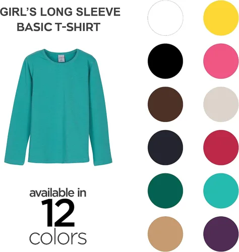 Vista 5 de Camisas básicas de manga larga para niñas, de algodón turco, cuello redondo, ropa de moda