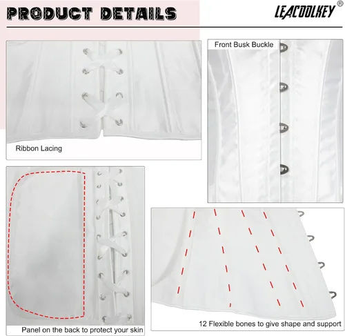 Vista 4 de LEACOOLKEY Corsé sexy con cordones para mujer, corsé moldeador de cintura