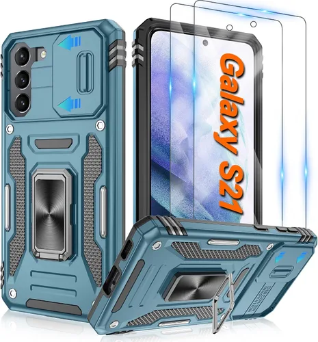 Vista 27 de Atump Funda para Motorola Moto G Play 2024 (4G) con [paquete de 2] protector de pantalla HD y cubierta para cámara deslizante, soporte de anillo