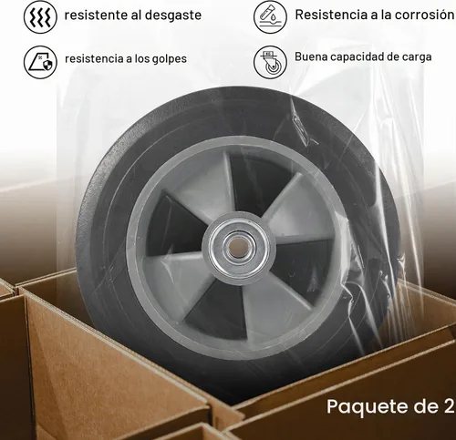 Vista 3 de AR-PRO Paquete de 2 neumáticos y ruedas de goma sólida sin planos de 8 x 2 pulgadas, orificio de orificio de eje de 3/4 pulgadas con cubo
