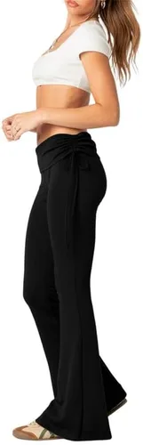 Vista 5 de SVALIY Leggings acampanados para mujer, pantalones de yoga plegables para mujer, corte de bota, pantalones de entrenamiento