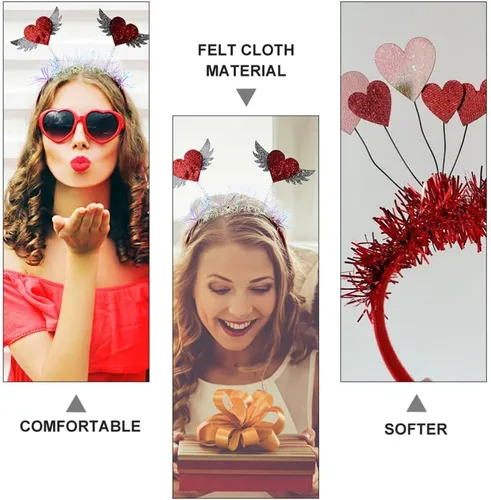 Vista 6 de FRCOLOR 2 diademas para el día de San Valentín, alienígenas, disfraz de alienígena, banda para el cabello, accesorios para el día de San Valentín