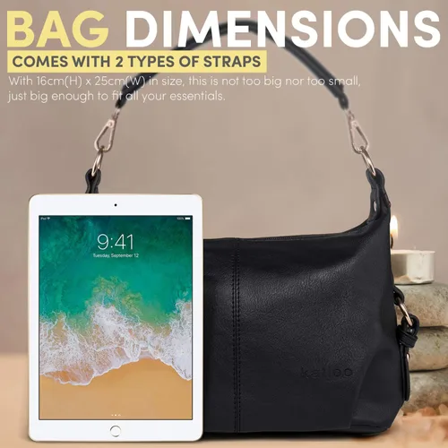 Vista 2 de Katloo Bolso pequeño Hobo para mujer, con asa superior, bolso cruzado de piel sintética para mujer, bolso de hombro, cortaúñas