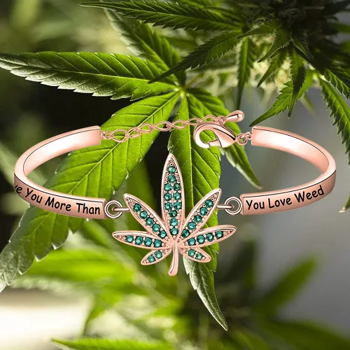 Vista 5 de FOTAP 420 - Pulsera de marihuana con texto "I Love You More Than You Love Weed