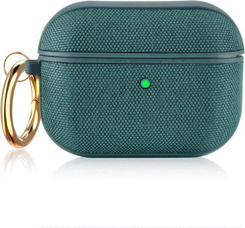Vista 12 de Funda compatible con Apple AirPods Pro, piel auténtica y cubierta de PC, funda protectora completa con llavero, color negro