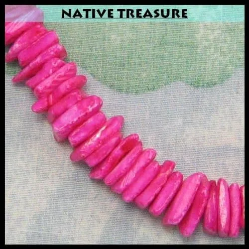 Vista 3 de Native Treasure - Collar de concha de Puka con chips de color rosa intenso de 18 pulgadas, Shell, N A