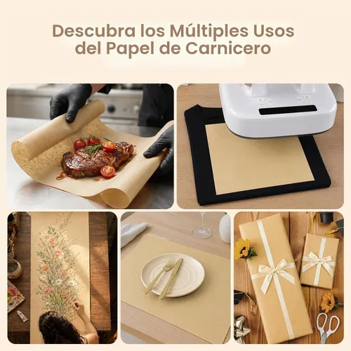 Vista 9 de YRYM HT Rollo de papel de carnicero marrón para ahumador, papel de regalo