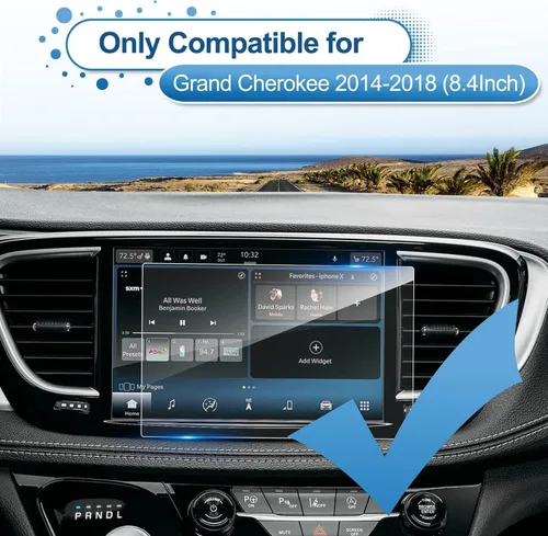 Vista 2 de 2014 2015 2016 2017 2018 Grand Cherokee Protector de pantalla para Jeep Grand Cherokee (Trailhawk/Overland/Summit/SRT) Pantalla táctil de 8.4