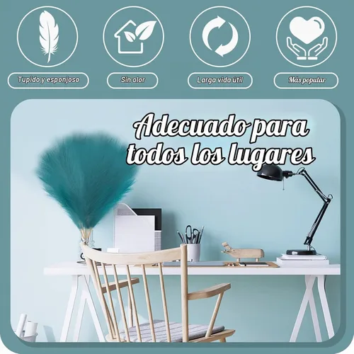 Vista 2 de 8 piezas de hierba de pampa sintética de decoración bohemia – Ramas de hierba artificial de la pampa de 18 pulgadas para rellenos de jarrones