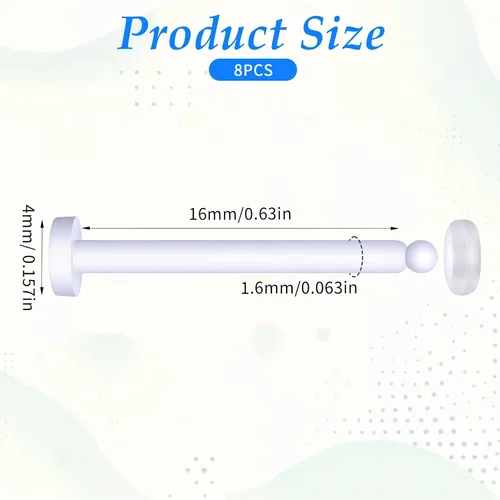 Vista 2 de 8 anillos de lengua de acrílico flexibles para lengua, anillo de lengua transparente plano 14G, anillos de pezón de plástico de 0.630 in
