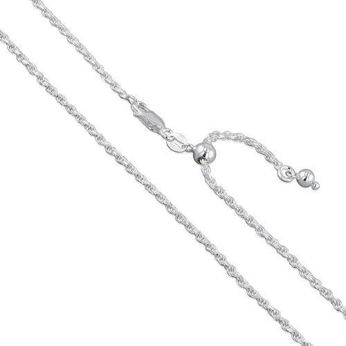 Vista 8 de Cadena de Plata de Ley 925 con Corte de Diamante de Cuerda 1.1mm 1.5mm 1.7mm 2mm 2.5mm Sólido, Nueva Collar de Italia