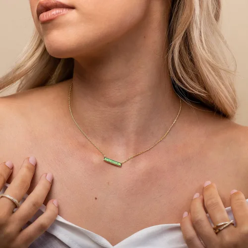 Vista 2 de PAVOI - Collar de ópalo sintético, chapado en oro de 14 quilates, para mujer