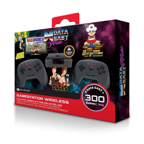 Vista 4 de My Arcade Gamestation Wireless (Data East Edition) Plug and Play Video Game Console - 8 Data East Hits and 300 Built-In Retro Style Games - Plugs
