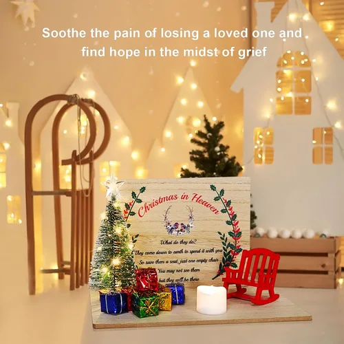 Vista 4 de Adorno de silla de Navidad en el cielo, adornos conmemorativos de Navidad con portavelas, silla de mecedora conmemorativa, regalo conmemorativo