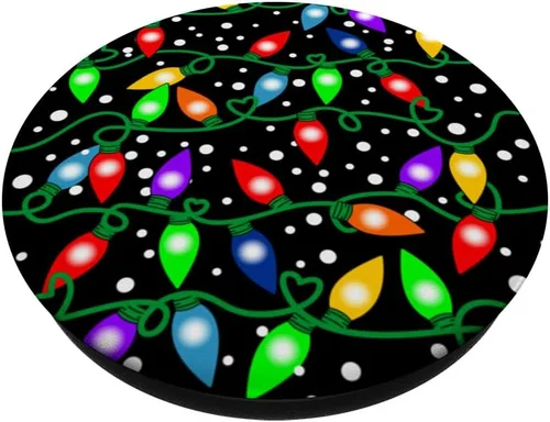 Vista 2 de Patrón de luces de Navidad colorido decoración PopSockets intercambiables PopGrip