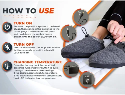 Vista 11 de Pantuflas térmicas para hombres y mujeres: desgaste recargable para pies con 3 ajustes de temperatura que mantiene los pies calientes hasta 11 horas