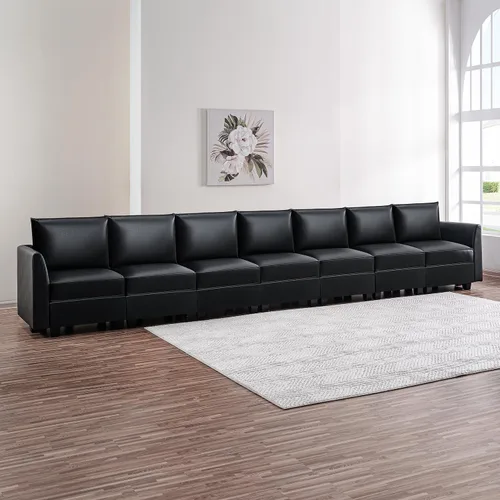 Vista 2 de Naomi Home Elizabeth Modern DIY Collection Black/Air Leather/7 Piezas Modular Seccional