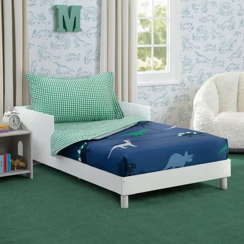 Vista 2 de Delta Children Juego de ropa de cama de 4 piezas para niños, edredón reversible 2 en 1, incluye edredón ajustable para mantener a los más pequeños