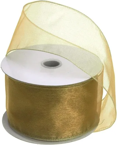 Vista 5 de Homeford Cinta de gasa transparente con borde con alambre, 25 yardas (1-1/2 pulgadas, belleza)