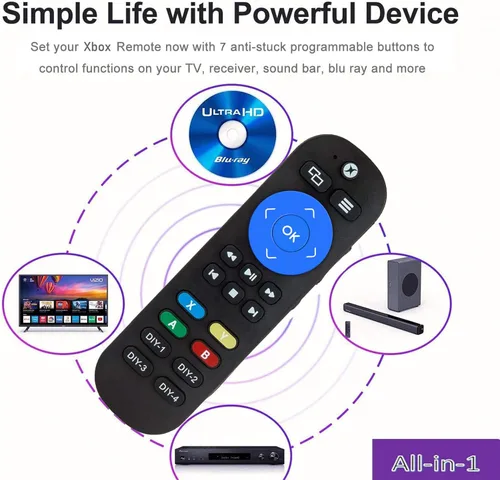 Vista 4 de Control remoto universal multimedia para Xbox One Xbox One S y Xbox One X control remoto IR estándar con 7 teclas de aprendizaje más para controlar