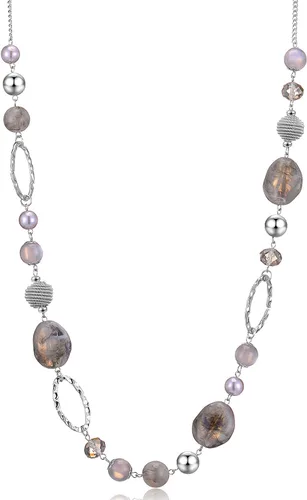 Vista 14 de BULINLIN Collar largo de cuentas para mujer, collar de cadena de suéter plateado con cuentas de resina de cristal, collar de joyería de moda
