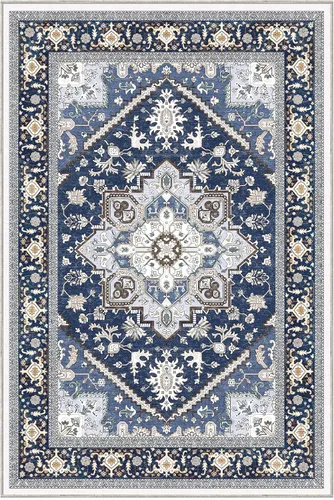 Vista 9 de OPPODREAM Alfombras suaves, pequeñas y lavables con parte trasera antideslizante, alfombra de cachemira sintética de pelo bajo, 2 x 3 pies, azul