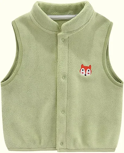 Vista 2 de Chaleco para bebés niños y niñas, color sólido, felpa, lindos, chaquetas de invierno para niños pequeños, cárdigan cálido para niños