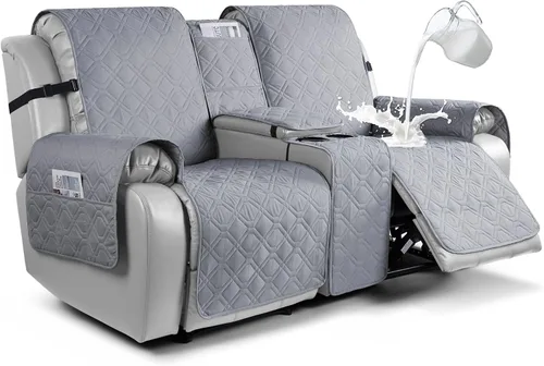 Vista 20 de VANSOFY Funda para Sofá de Dos Plazas Reclinable con Consola 100% Impermeable Fundas de Sofá Antideslizantes Funda de Sofá Reclinable Dividida Azuree