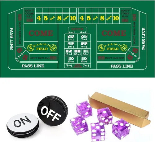 Vista 10 de GSE Games & Sports Expert Juego de mesa de dados de casino. Incluye un fieltro de diseño de dados, 5 dados de casino y un botón de encendido/apagado