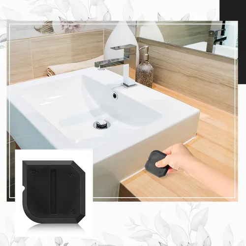 Vista 4 de Outus Set de 2 herramientas de calafateo, herramienta de sellado de silicona y lechada para baño, cocina y piso (negro)