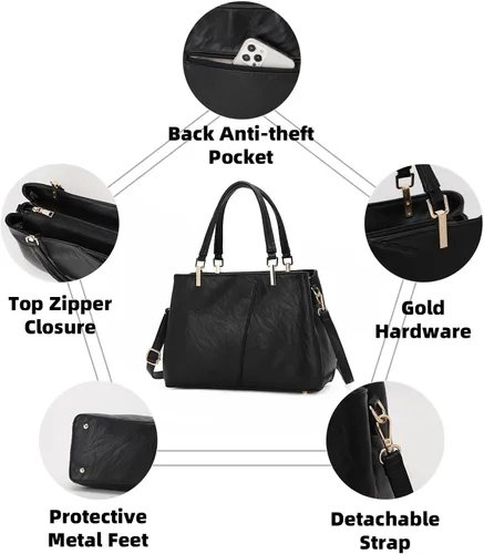 Vista 6 de KouLi Buir Hobo, bolsos y bolsos de piel sintética hombro, bandolera, asa superior, bolsas de mano para mujer