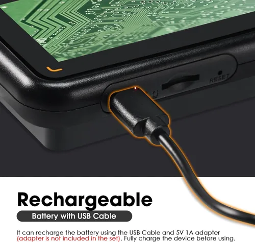 Vista 6 de Microscopio digital de mano con enfoque automático con pantalla IPS de 3 pulgadas e iluminación LED, lupa portátil microscopio USB con tarjeta TF