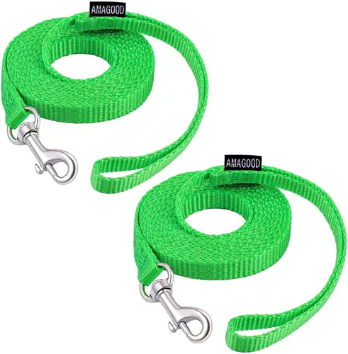 Vista 37 de AMAGOOD 6 pies de correas para cachorros/perros, correa de estilo tradicional resistente con gancho de cuello fácil de usar, correa para perros Negro