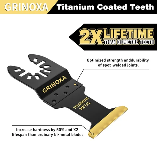 Vista 3 de 3 cuchillas oscilantes de titanio, cuchillas multiherramienta universales profesionales para uñas de metal y madera, aptas para Dewalt Milwaukee