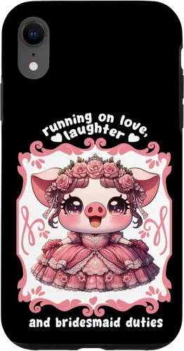 Vista 8 de iPhone 15 Lindo cerdo dama de honor roba corazones en el caso de despedida de soltera