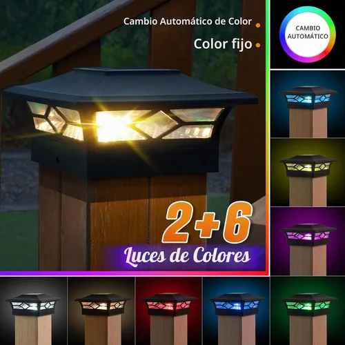 Vista 5 de APONUO - Paquete de 8 luces solares para postes que cambian de color para Negro