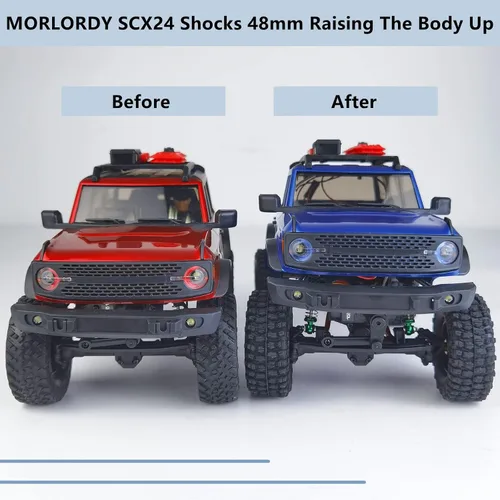 Vista 3 de MORLORDY Aleación de aluminio 4 piezas RC Shock 1.890 in amortiguadores ajustables amortiguadores para choques SCX24 1.890 in actualizaciones 1/24