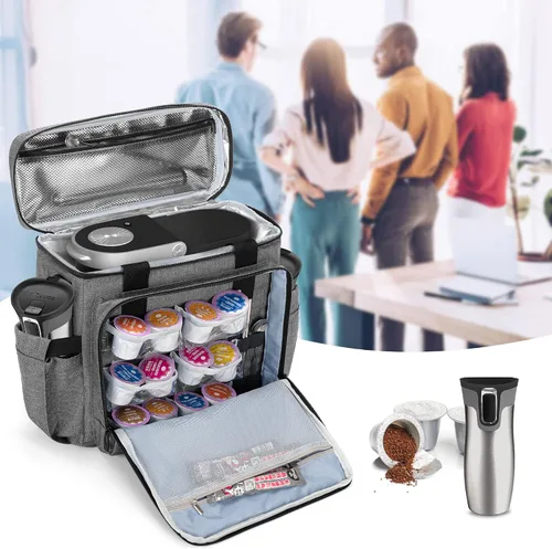 Vista 8 de CURMIO - Cafetera de viaje compatible con Keurig K-Mini o K-Mini Plus Single-serve Coffee Machine Travel Bag, for K-Cup Pods, Protective
