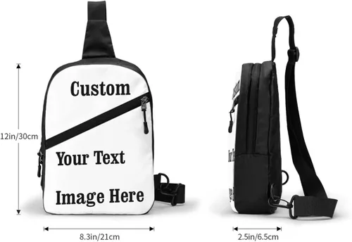 Vista 5 de Bolsas de pecho personalizadas para hombre, mujer, mochila cruzada con tu imagen de texto, mochila de viaje para hombres y mujeres, regalos