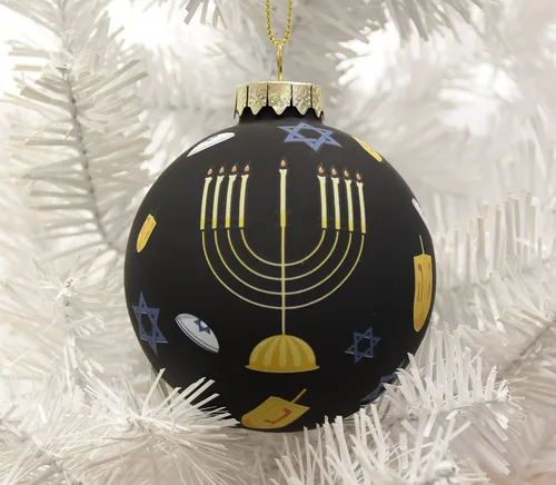 Vista 4 de Tree Buddees Adorno de cristal judío de Hanukkah
