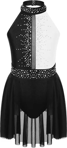 Vista 21 de CHICTRY Kids Girls Sparkly Rhinestone Ballet Gymnastics Leotards Modern Lyrical Dance Costume