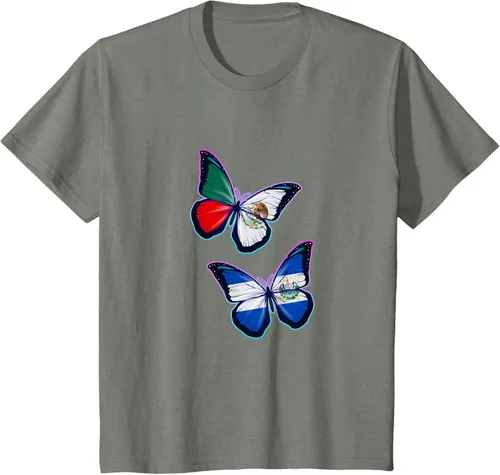 Vista 61 de Raíces biculturales de El Salvador y México. Versión mariposa Camiseta, Negro
