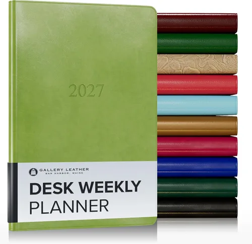 Vista 146 de Gallery Leather Planificador Semanal y Mensual Grande 2025-2026, Calendario Planificador y Cuaderno Elegantemente Encuadernado con Elegantes Bordes