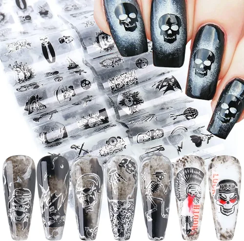 Vista 21 de Calcomanías holográficas de transferencia de uñas, hojas de esmalte de uñas de corazón de amor, láminas de transferencia de papel estrellado