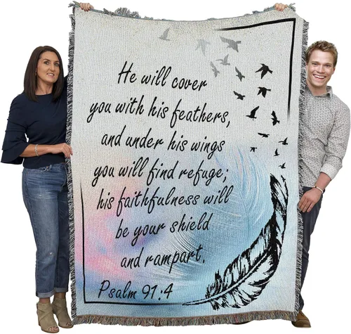 Vista 26 de Pure Country Weavers Great is Thy Faithfulness Blanket - Escrituras - Lamentaciones 3:23 - Tapiz cuadrado para regalo de regazo tejido de algodón