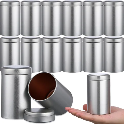 Vista 8 de meekoo 18 latas de té para té suelto de 6 onzas herméticas a granel con tapas, tarros de té de metal, pequeños recipientes redondos de Negro