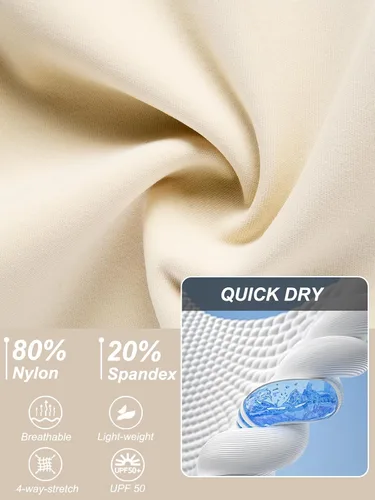 Vista 5 de DEVOROPA Pantalones cortos de 5" de elastano para niñas, pantalones cortos de voleibol, pantalones cortos elásticos para atletismo y gimnasia Beige