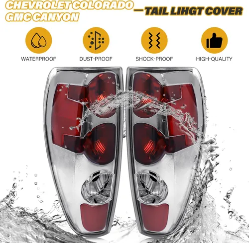 Vista 5 de Conjunto de luces traseras en par compatible con Chevrolet Colorado/GMC Canyon 2004-2012, repuesto de lámpara trasera de freno halógeno estilo OE